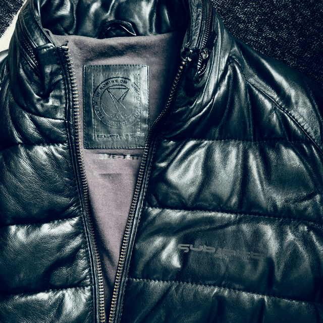 Black Leather Puffer Jacket