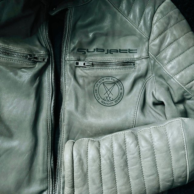 One-off, Vintage leather biker jacket (GREY)